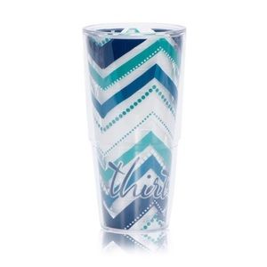 Thirty-One Tervis Tumbler Navy Dotty Chevron 24oz